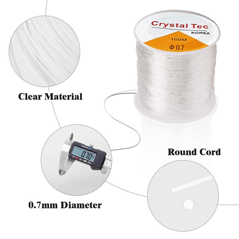BingBing 2 Packs 0.7mm Elastic String, Jewelry Cord, Bracelet Rope Crystal Beading Cords, Transparent Beaded Line, Can Easily Pass Through Jewelry, Suitable for DIY Making (2Pack 0.7mm-White) - Image 3